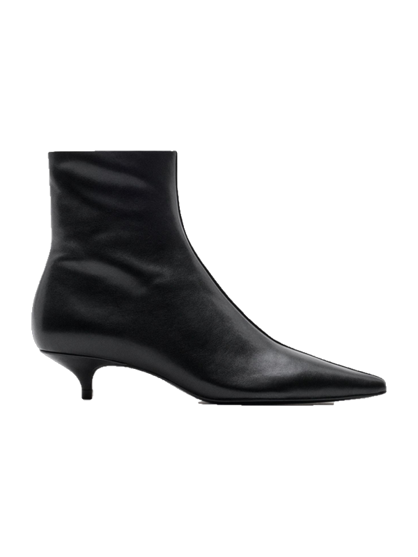Massimo Dutti, Leather ankle boots with low heel, black