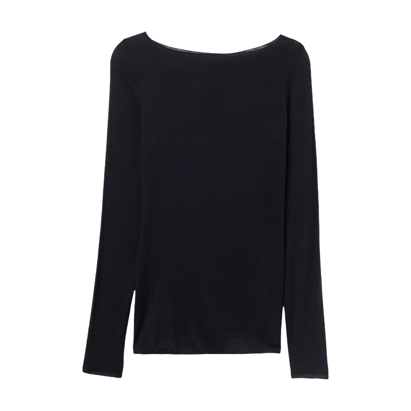 Black boat-neck top